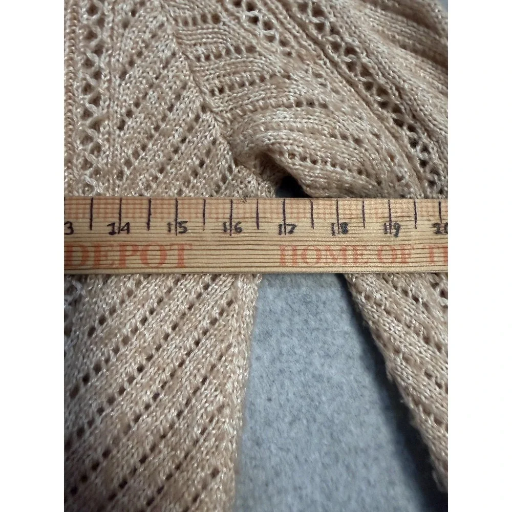 White House Black Market‎ Sweater Womens Medium Beige Cowl Neck Open Knit Bow